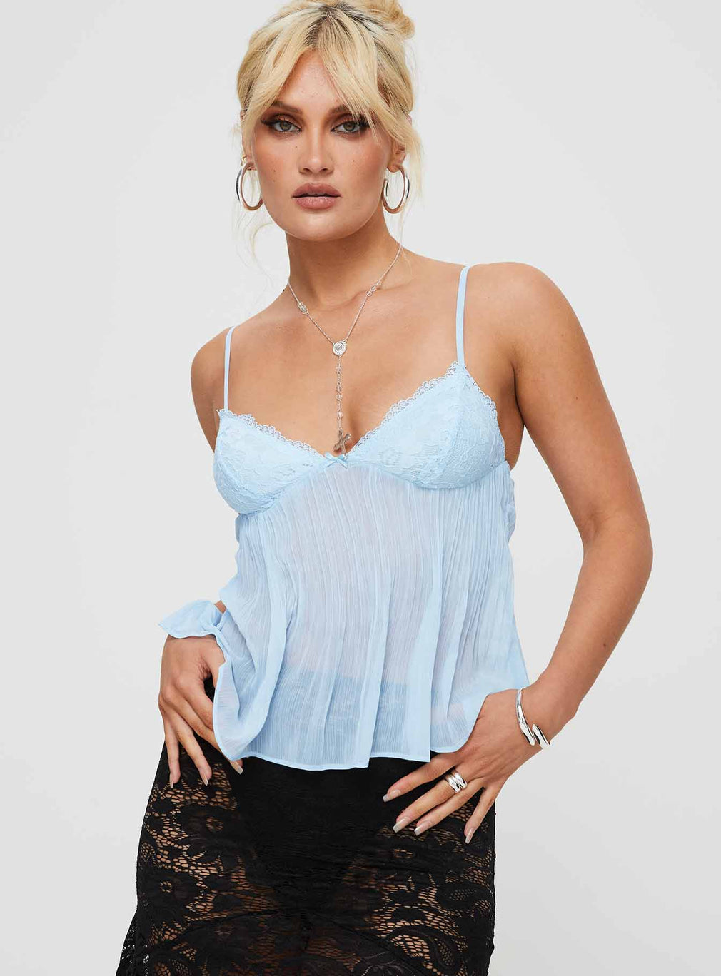 Calisse™ – Pleated Lace Top