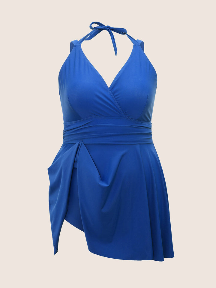 Celestine™ – Ruffle Hem Halter Neck Swim Dress