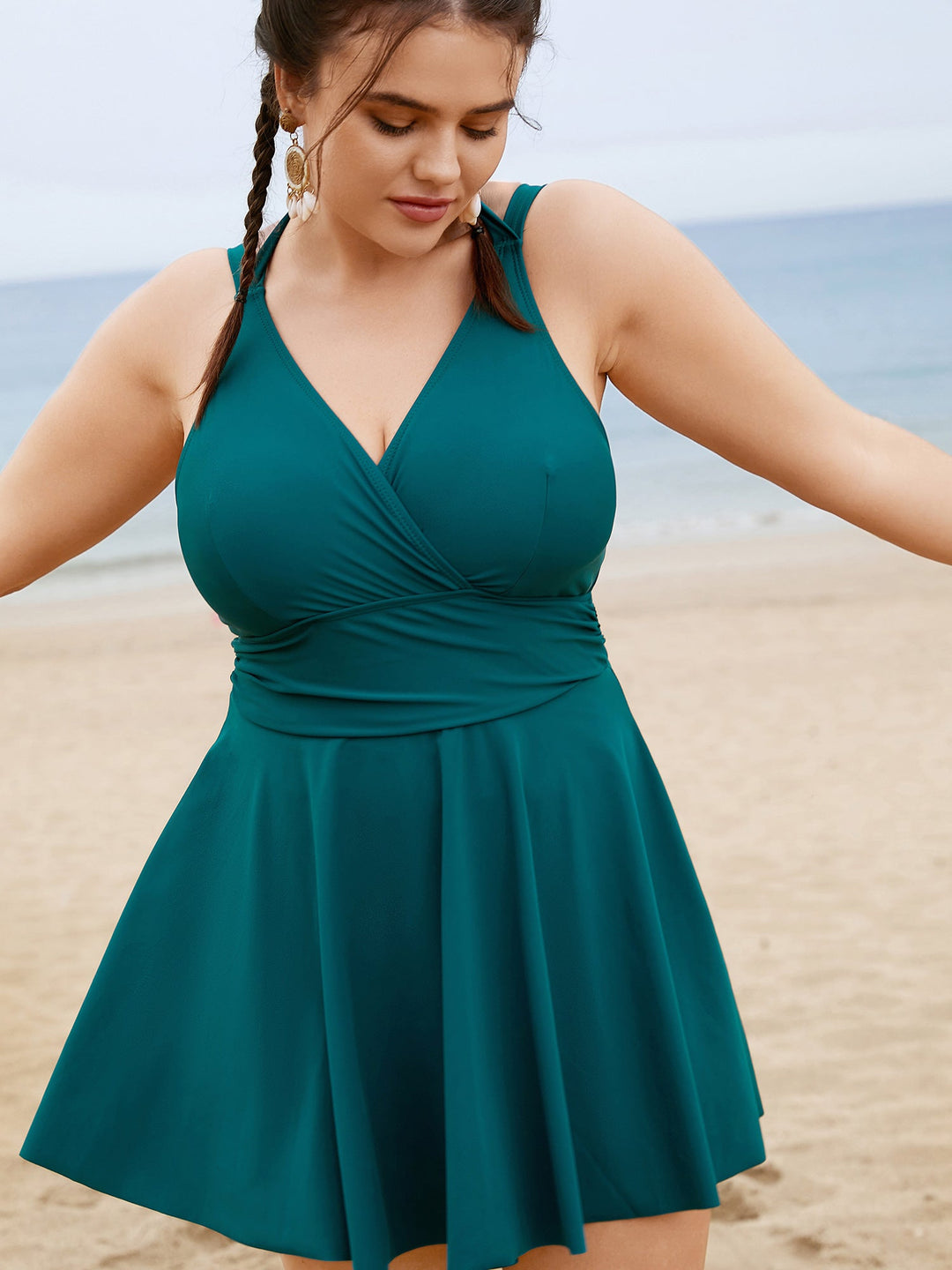 Celestine™ – Ruffle Hem Halter Neck Swim Dress