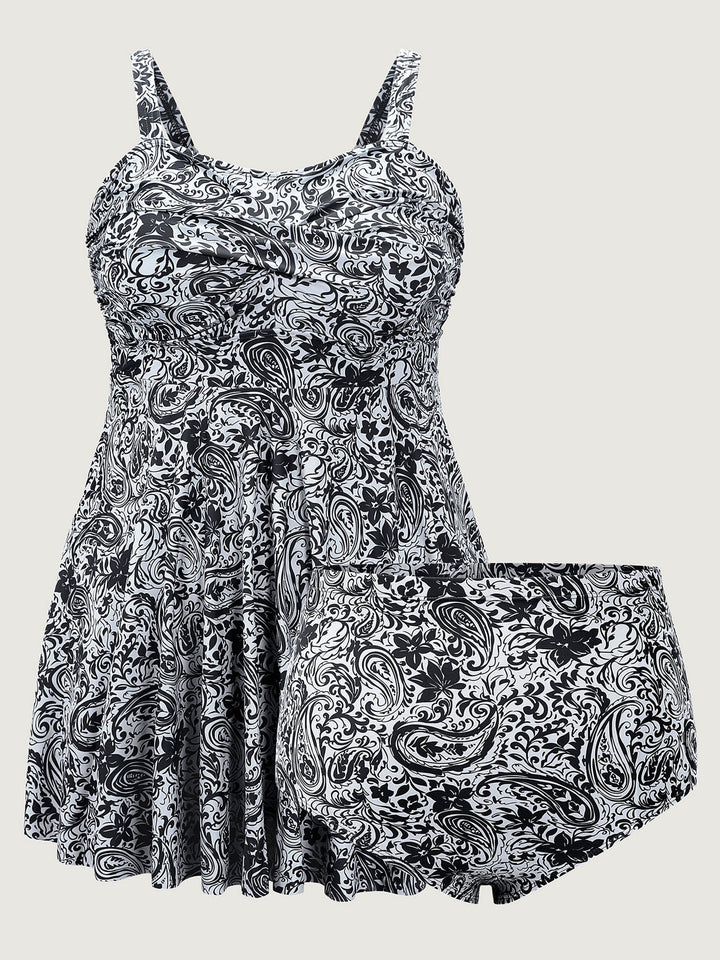 Serelune™ – Paisley Print Twist Front Swim Dress