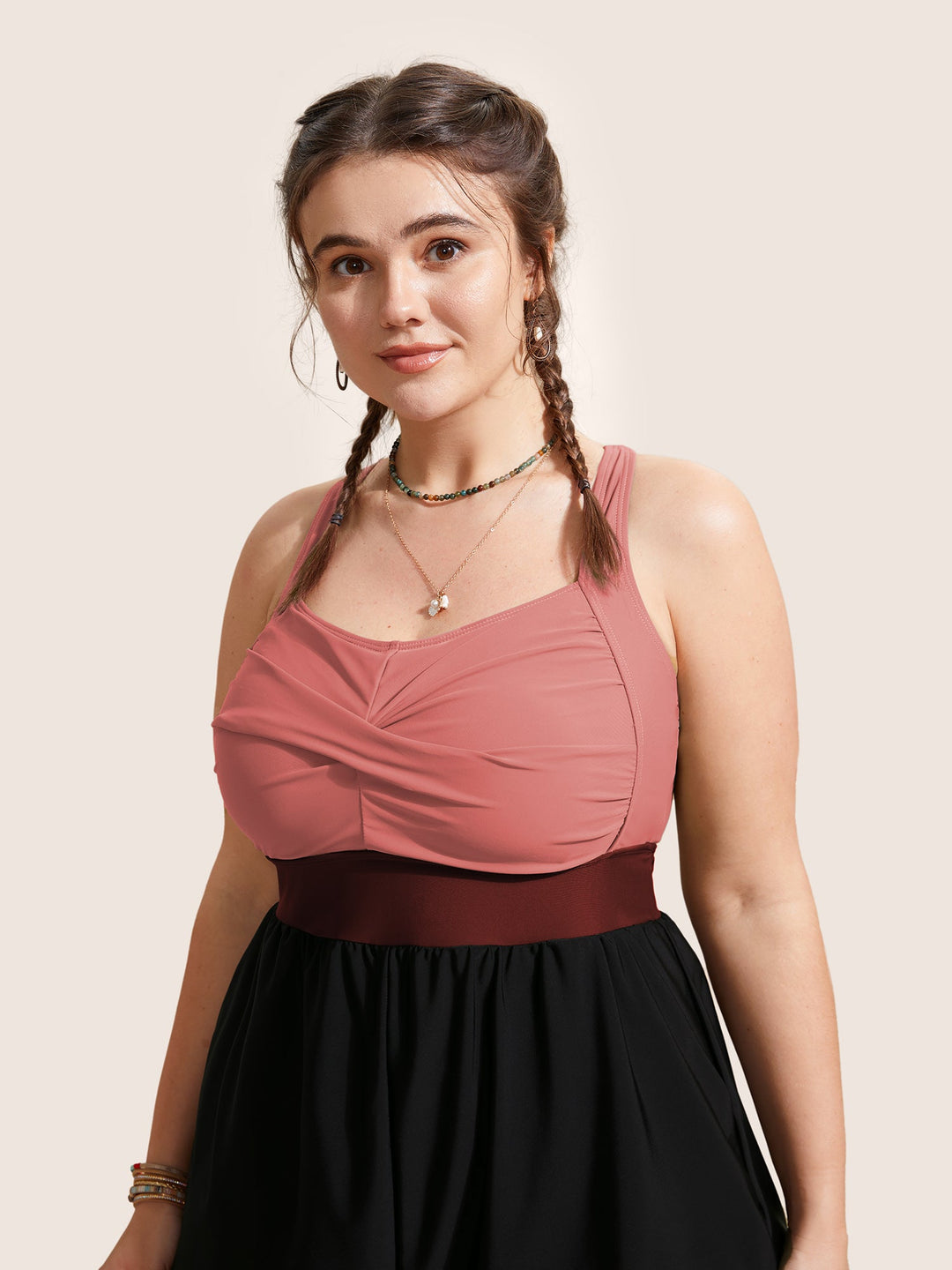 Celisse™ – Patchwork Contrast Crossover One Piece Swimsuit