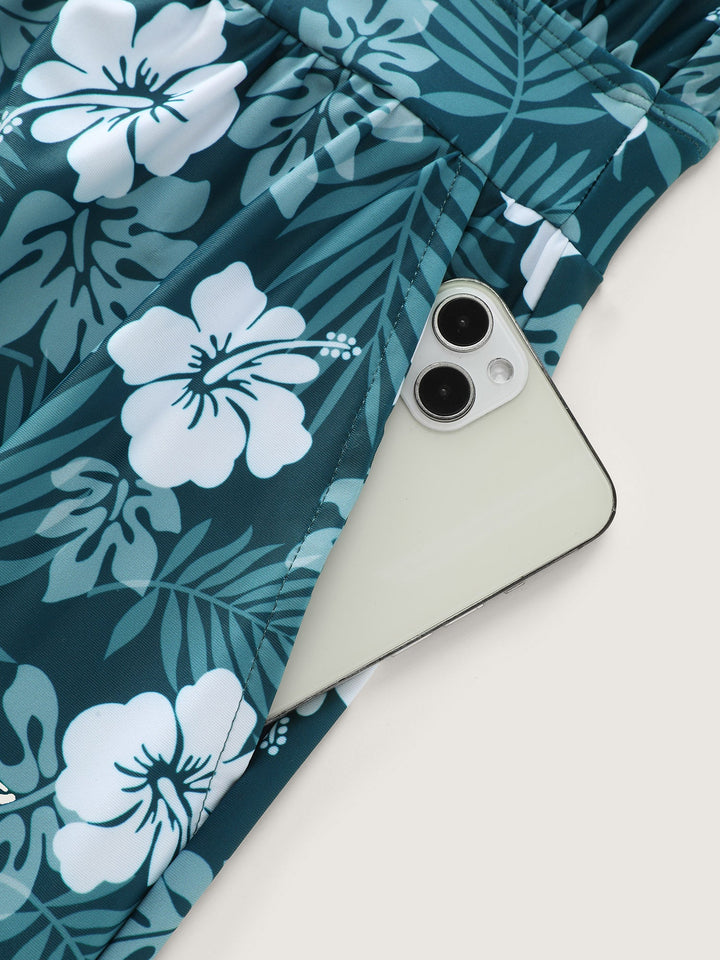 Serelle™ – Tropical Flower Print Pockets One-Piece Swimsuit