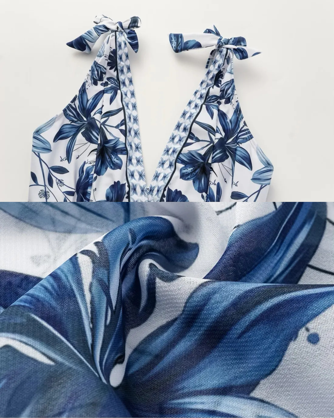 Selvara™ | V-Neck Swimsuit & Skirt Set