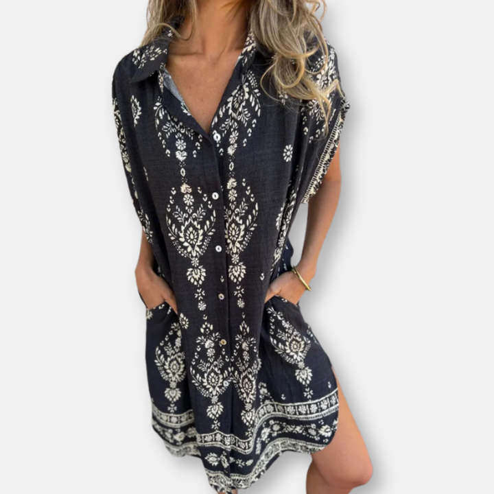 Celia™ – Cotton-Linen Blend Dress