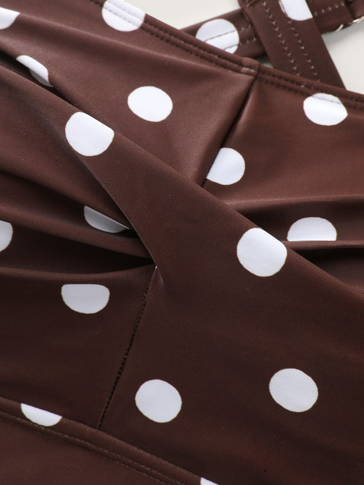 Serelle™ – Twist-Front Polka Dots Swim Dress