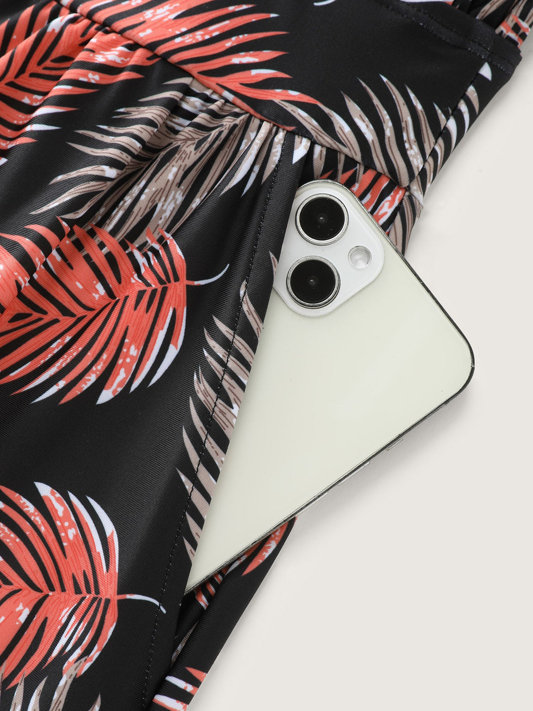 Serelle™ – Tropical Flower Print Pockets One-Piece Swimsuit