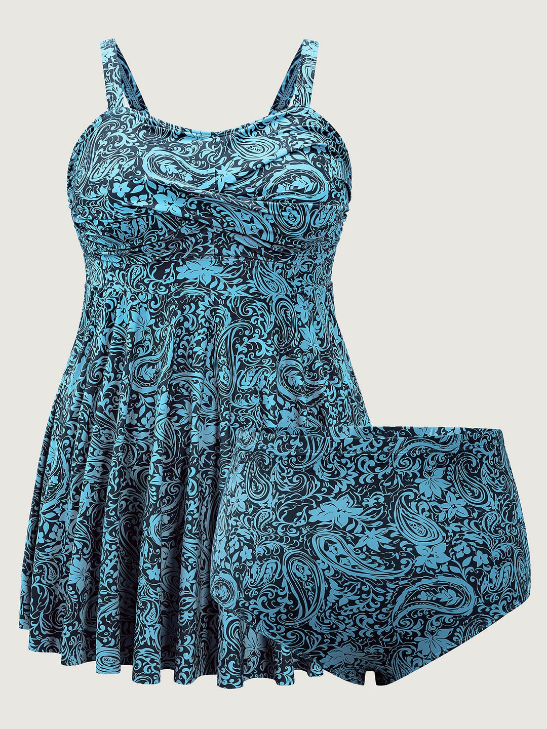 Serelune™ – Paisley Print Twist Front Swim Dress
