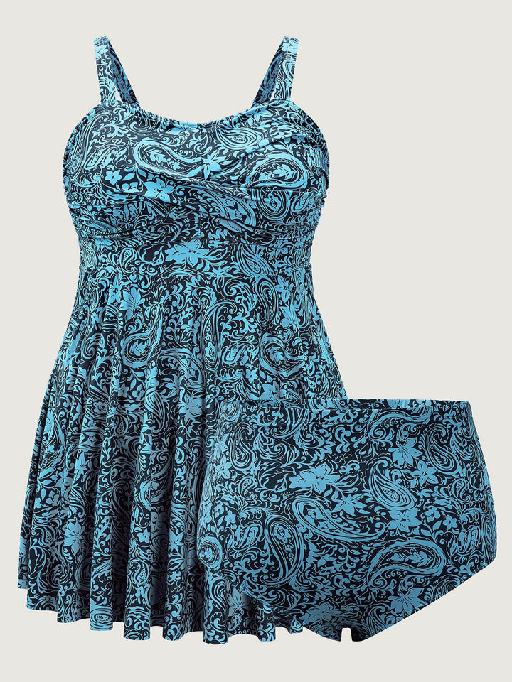 Serelune™ – Paisley Print Twist Front Swim Dress