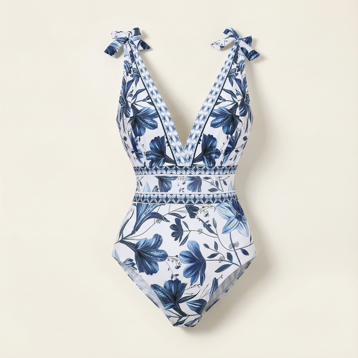 Selvara™ | V-Neck Swimsuit & Skirt Set