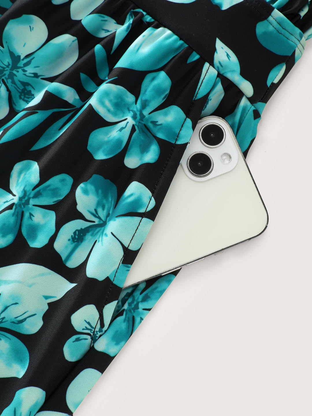 Serelle™ – Tropical Flower Print Pockets One-Piece Swimsuit