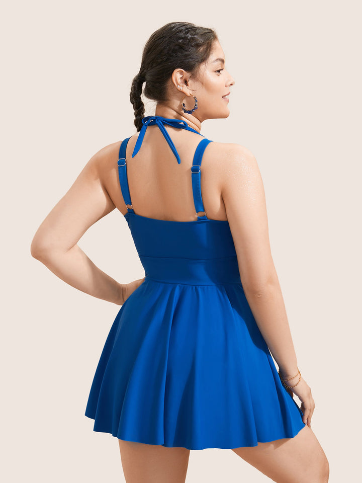 Celestine™ – Ruffle Hem Halter Neck Swim Dress