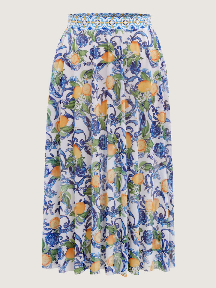 Caliselle™ – Two-Piece Citrus Print Sarong Swimsuit