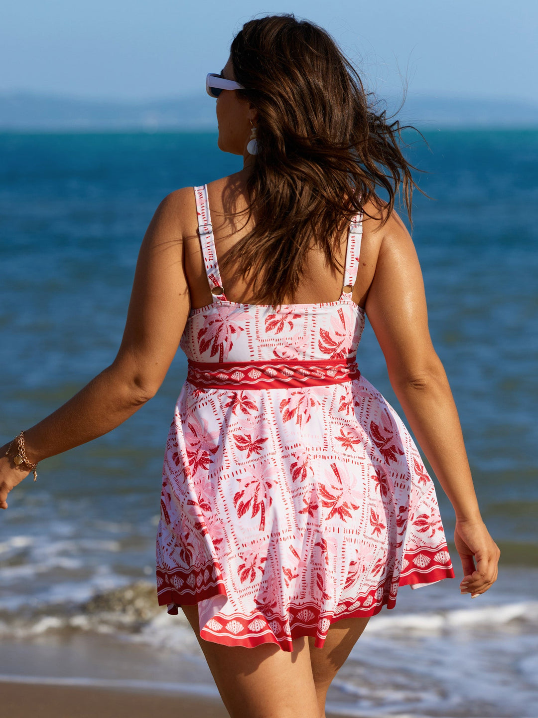 Calisse™ – Anti-Float Ties Palm Tree Swim Dress