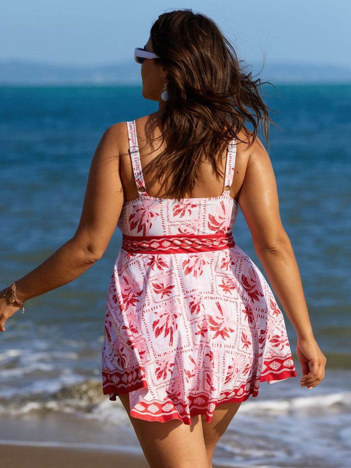Calisse™ – Anti-Float Ties Palm Tree Swim Dress