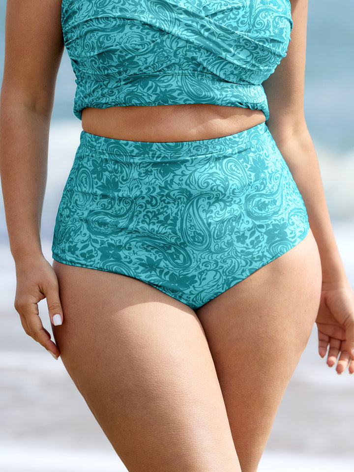 Serelune™ – Paisley Print Twist Front Swim Dress