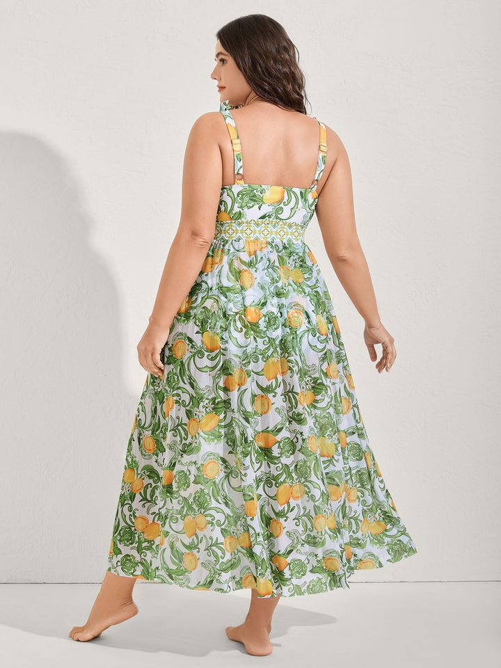 Caliselle™ – Two-Piece Citrus Print Sarong Swimsuit