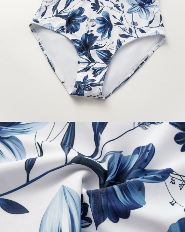 Selvara™ | V-Neck Swimsuit & Skirt Set