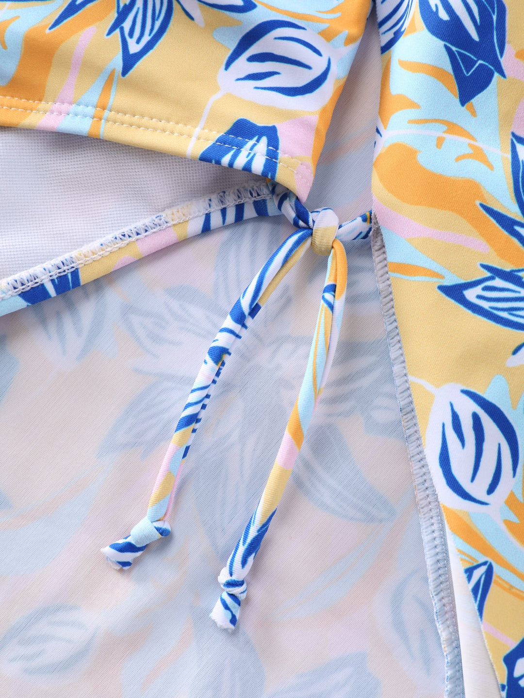 Caelina™ – Floral Ruffle Trim Off Shoulder Pockets Swim Dress