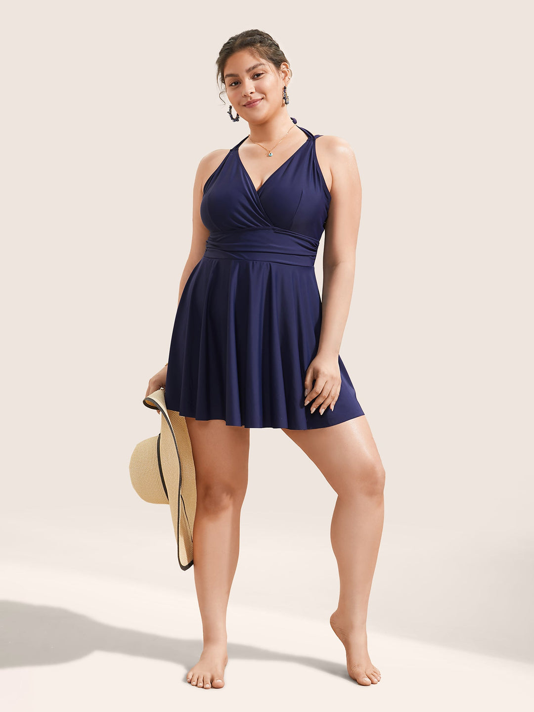 Celestine™ – Ruffle Hem Halter Neck Swim Dress