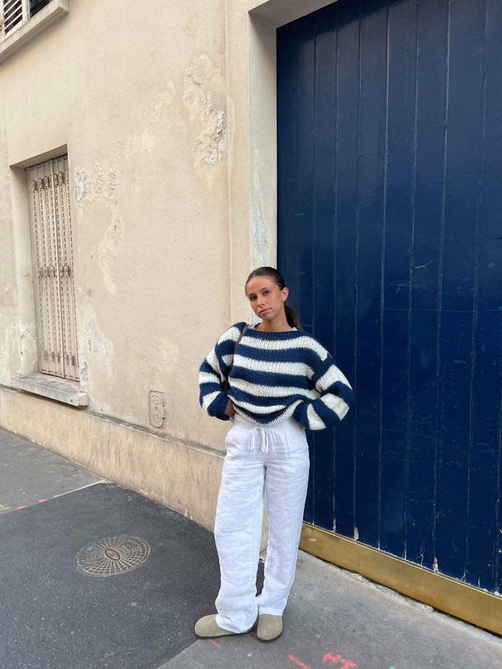 Celoren™ – Striped Off-Shoulder Sweater