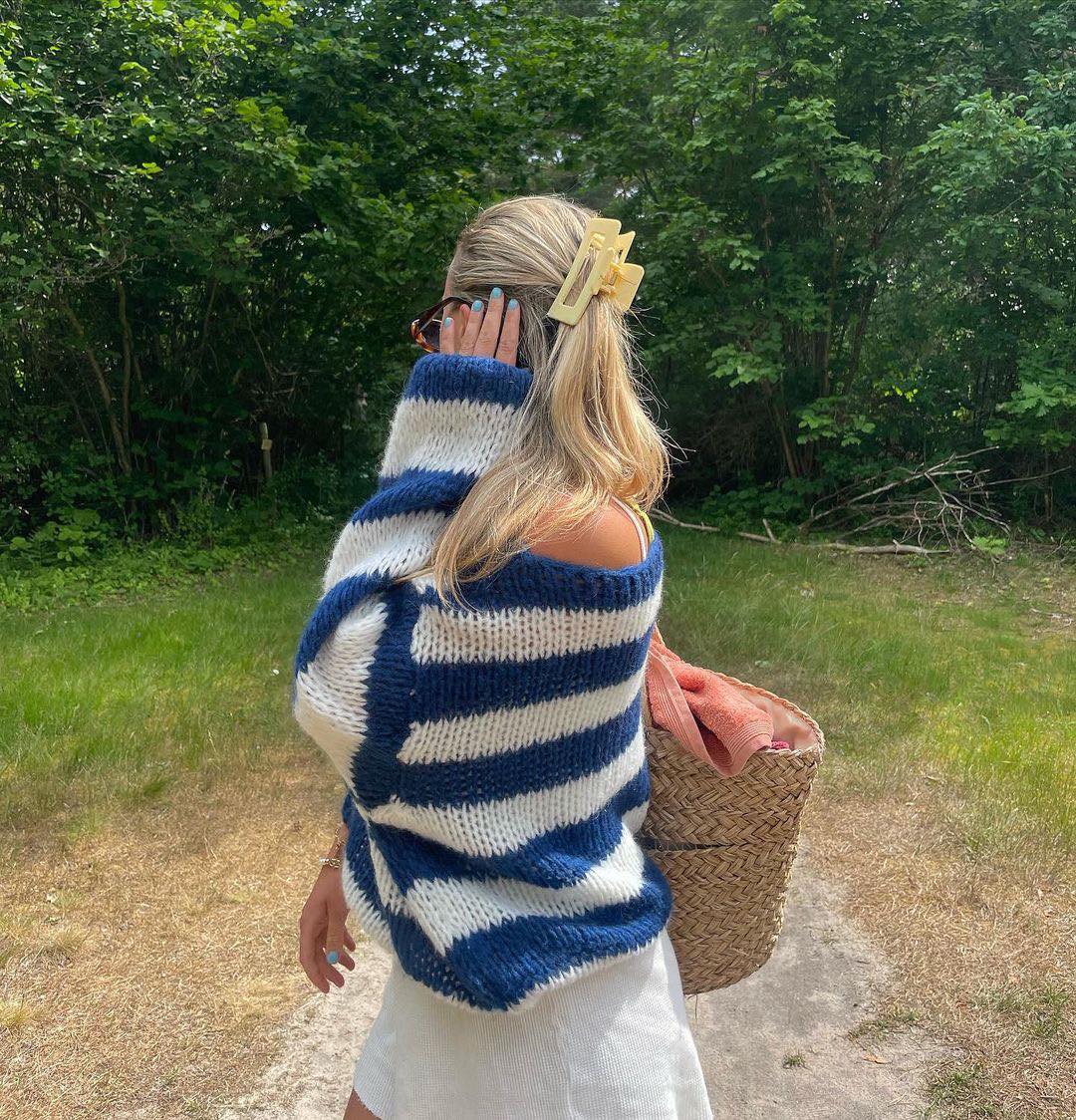 Celoren™ – Striped Off-Shoulder Sweater