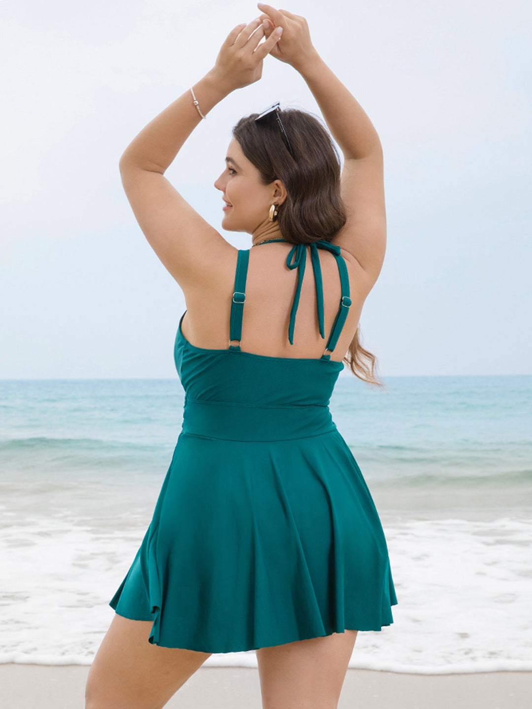 Celestine™ – Ruffle Hem Halter Neck Swim Dress