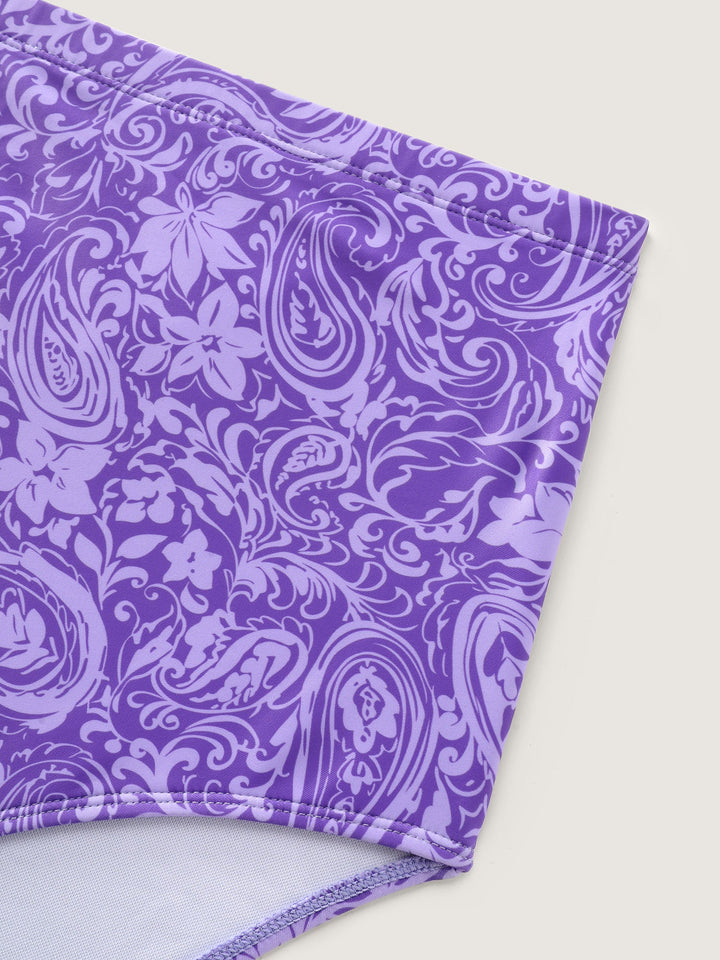 Serelune™ – Paisley Print Twist Front Swim Dress