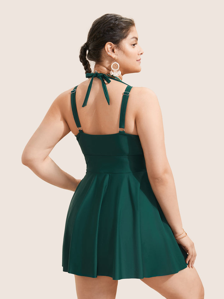 Celestine™ – Ruffle Hem Halter Neck Swim Dress