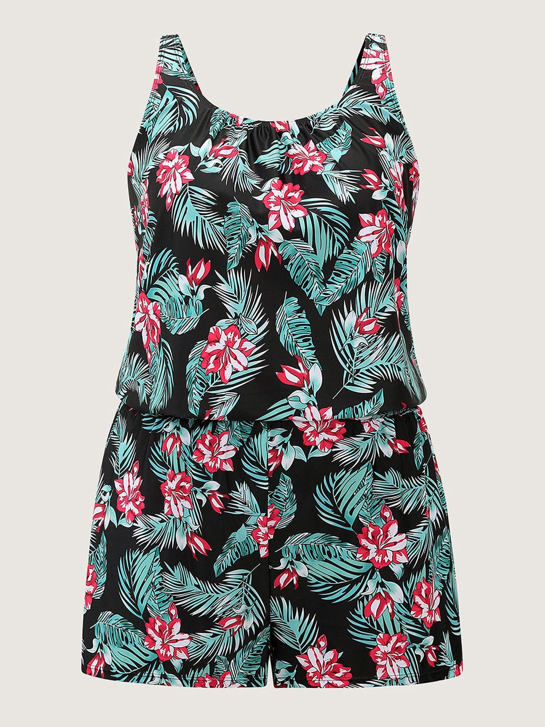 Serelle™ – Tropical Flower Print Pockets One-Piece Swimsuit