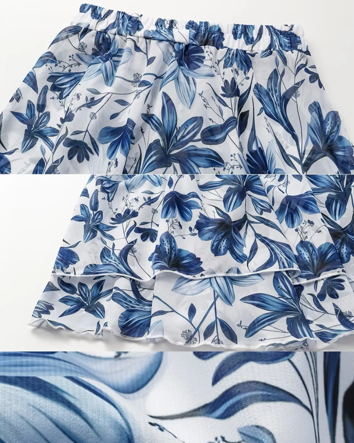 Selvara™ | V-Neck Swimsuit & Skirt Set