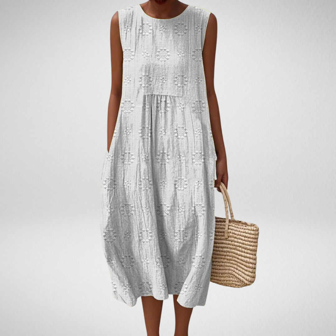 Livia™ – Elegant Sleeveless Cotton Dress with Pockets