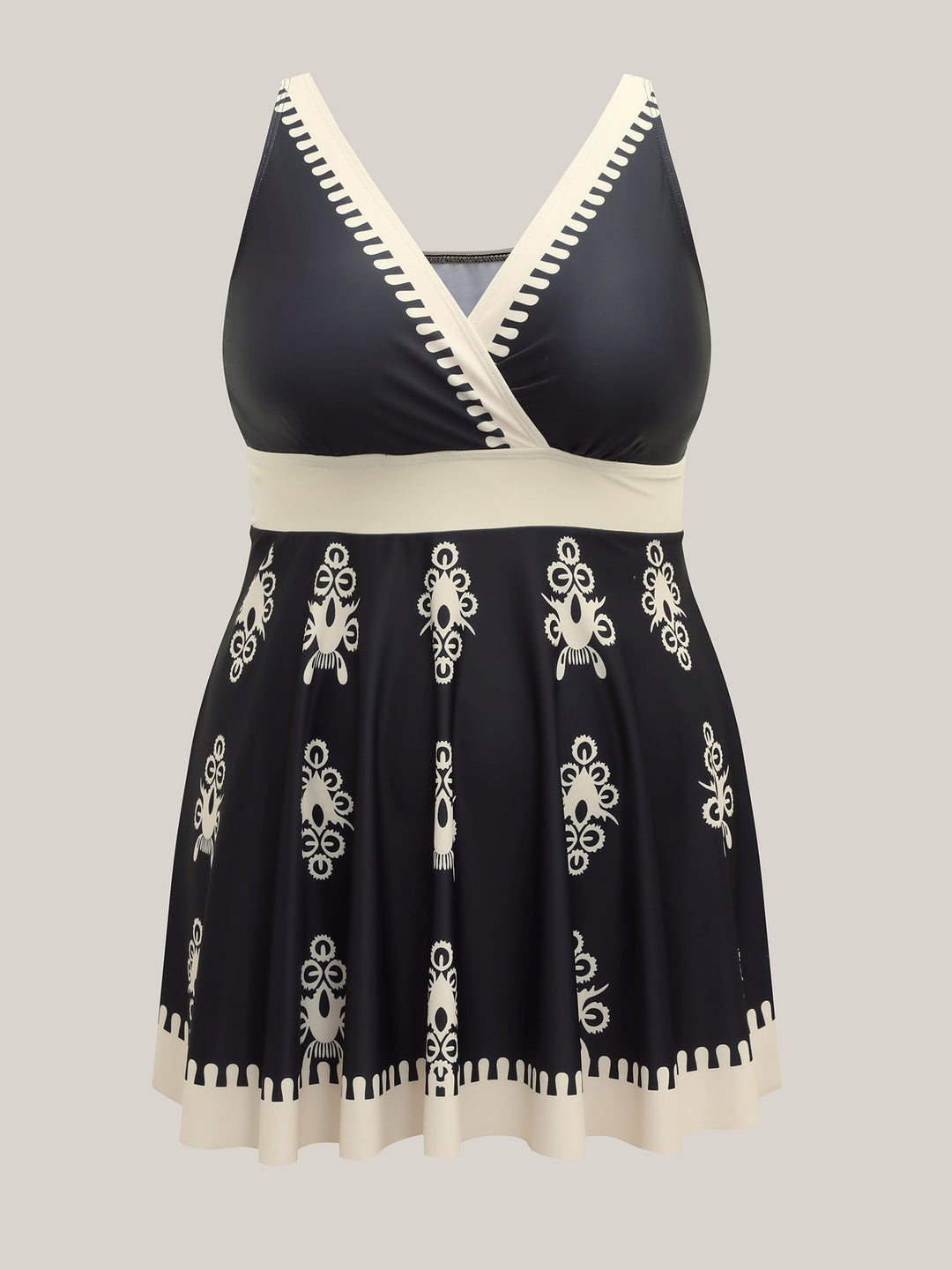 Cerina™ – Bohemian Flower Print Surplice Swim Dress