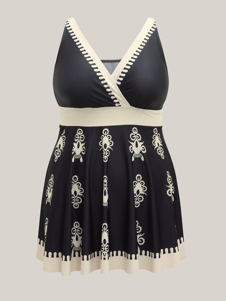 Cerina™ – Bohemian Flower Print Surplice Swim Dress