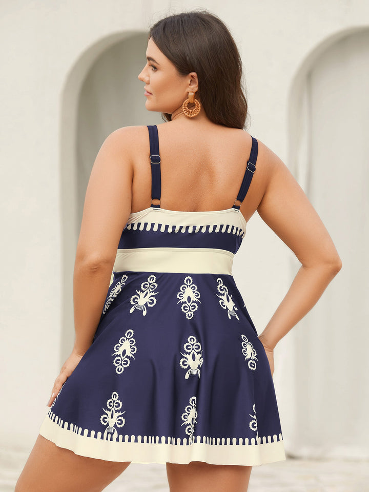 Cerina™ – Bohemian Flower Print Surplice Swim Dress