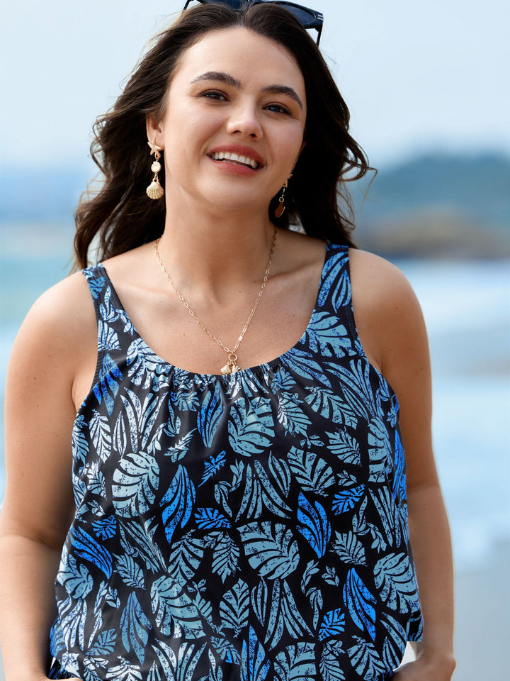 Serelle™ – Tropical Flower Print Pockets One-Piece Swimsuit