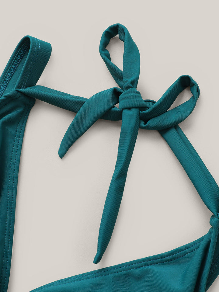 Celestine™ – Ruffle Hem Halter Neck Swim Dress