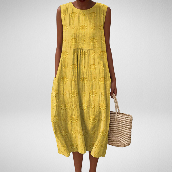 Livia™ – Elegant Sleeveless Cotton Dress with Pockets