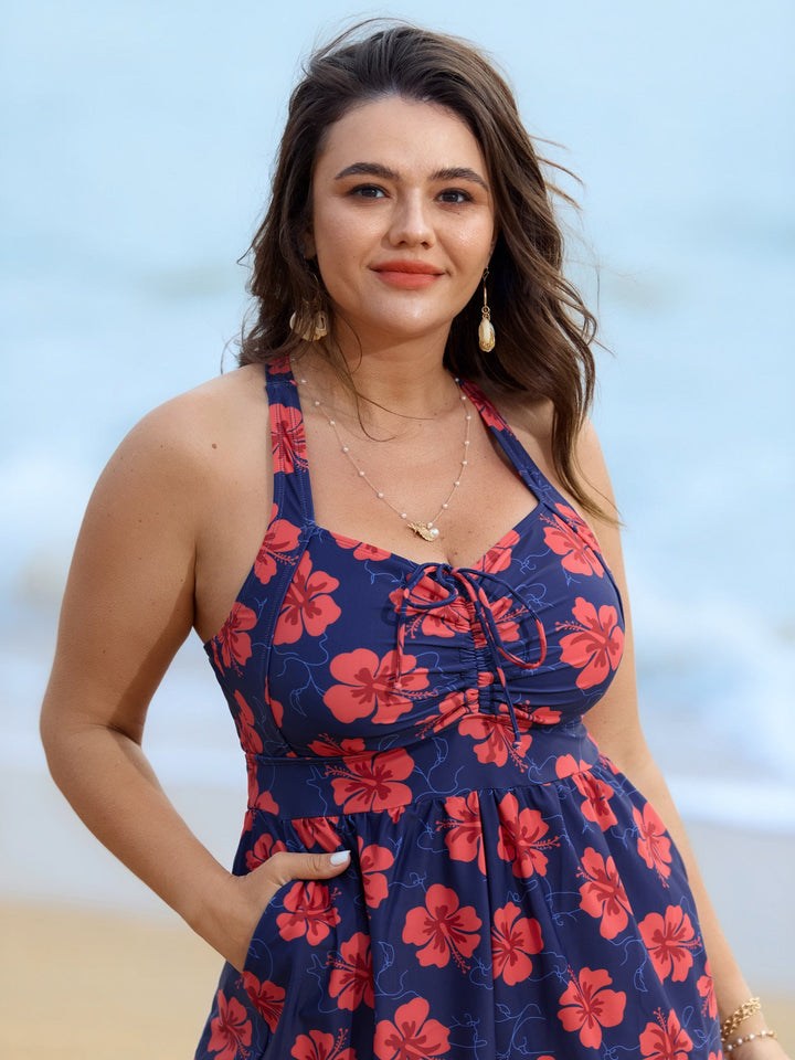 Elowen™ – Bright Floral Shirred One-Piece Swimsuit