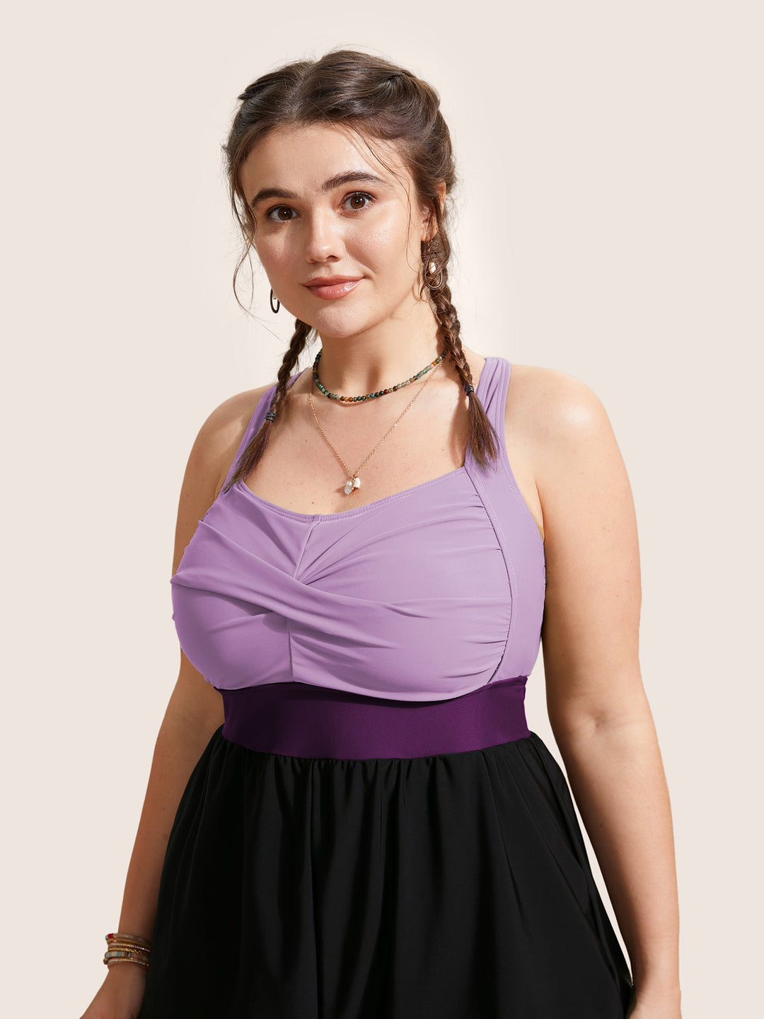 Celisse™ – Patchwork Contrast Crossover One Piece Swimsuit