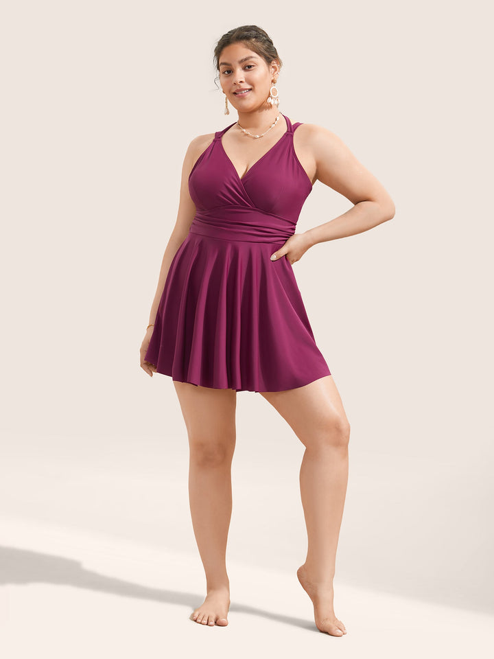 Celestine™ – Ruffle Hem Halter Neck Swim Dress