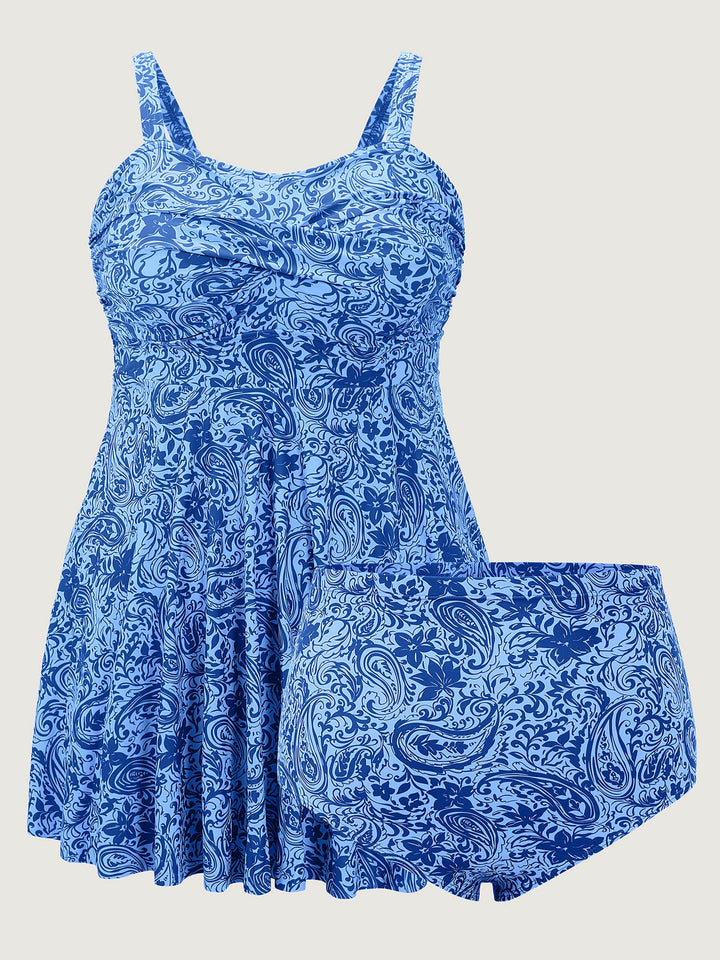 Serelune™ – Paisley Print Twist Front Swim Dress