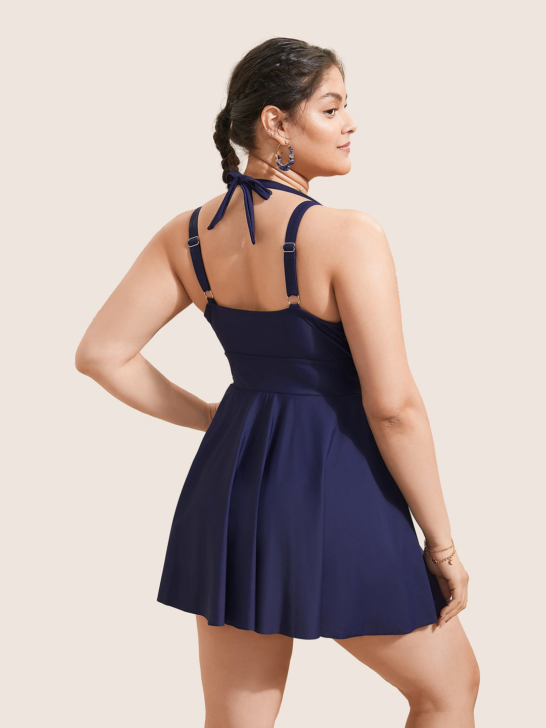 Celestine™ – Ruffle Hem Halter Neck Swim Dress