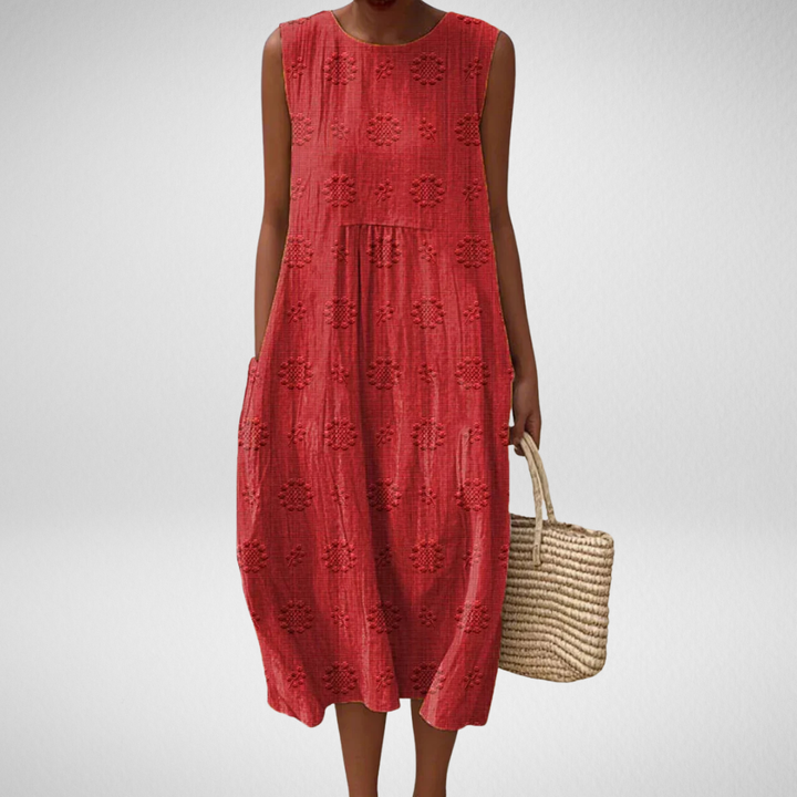 Livia™ – Elegant Sleeveless Cotton Dress with Pockets