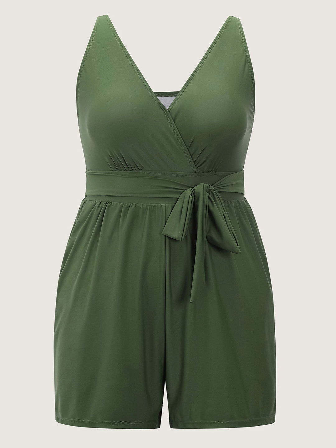 Elowyn™ – Surplice Neckline Belted One-Piece Swimsuit