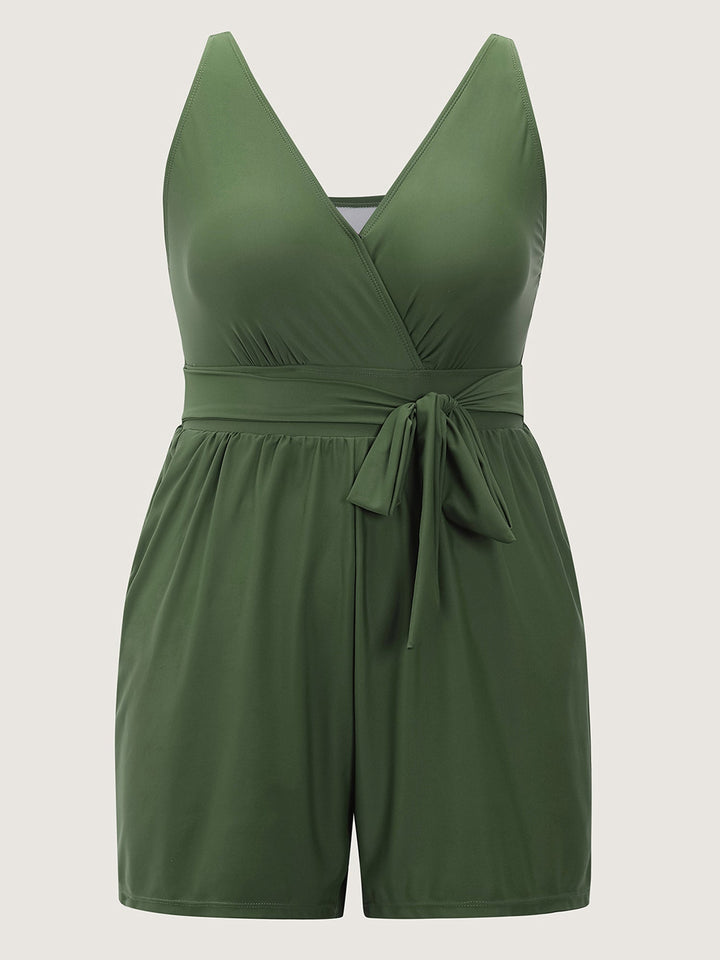 Elowyn™ – Surplice Neckline Belted One-Piece Swimsuit