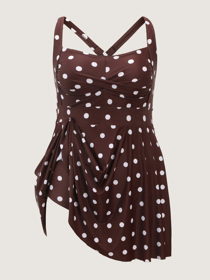Serelle™ – Twist-Front Polka Dots Swim Dress