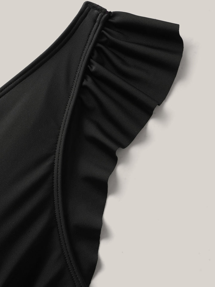 Serelune™ – Ruffled Hem Flutter Sleeve Swim Dress