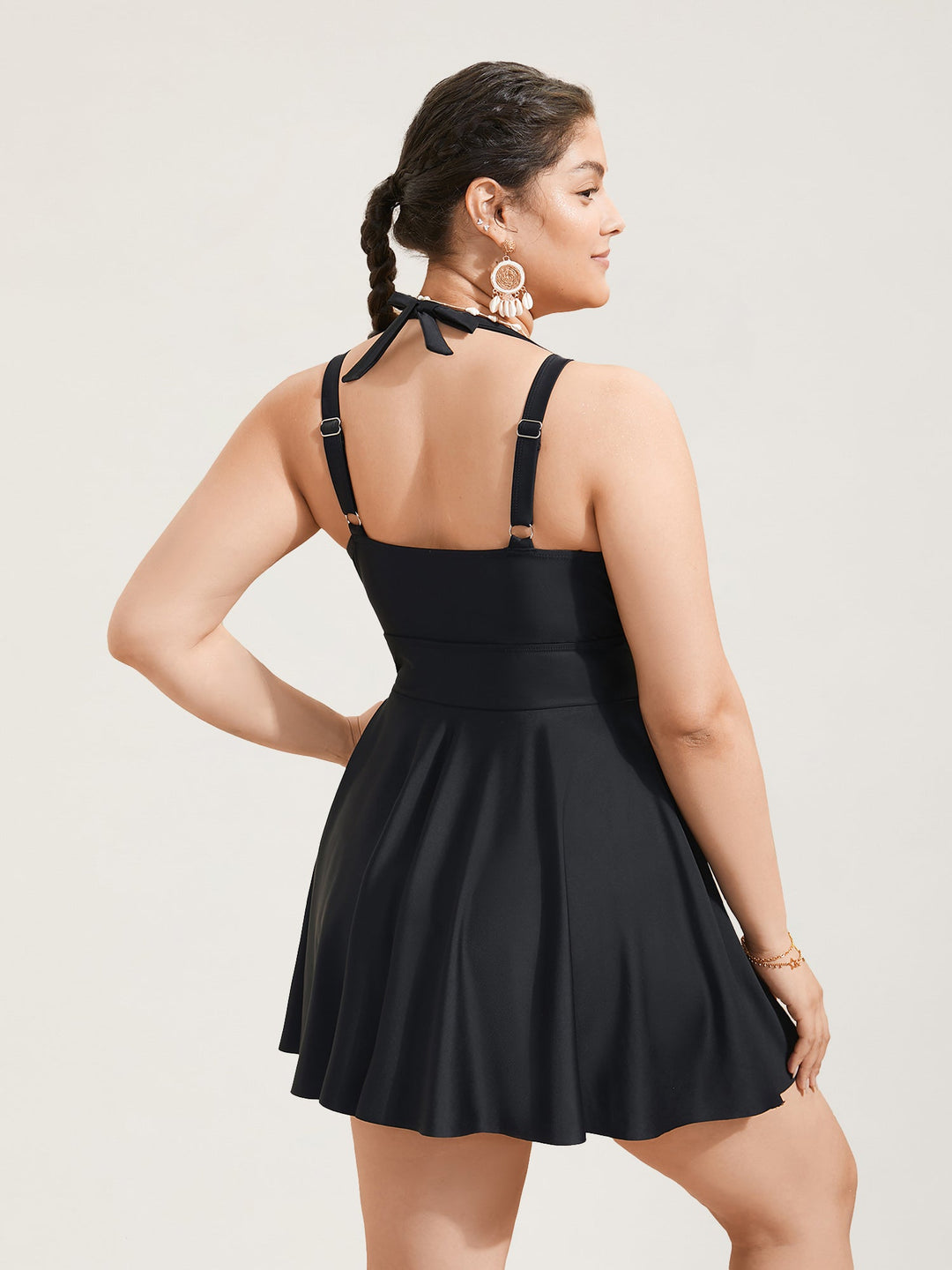 Celestine™ – Ruffle Hem Halter Neck Swim Dress