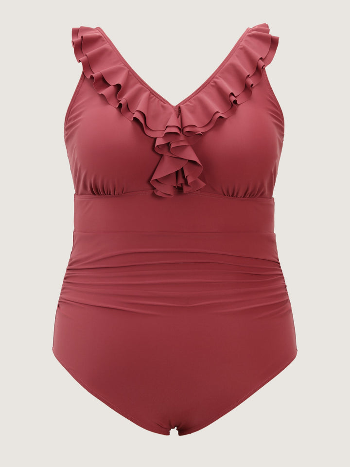 Sovelle™ – Ruffled Trim Ruched One-Piece Swimsuit