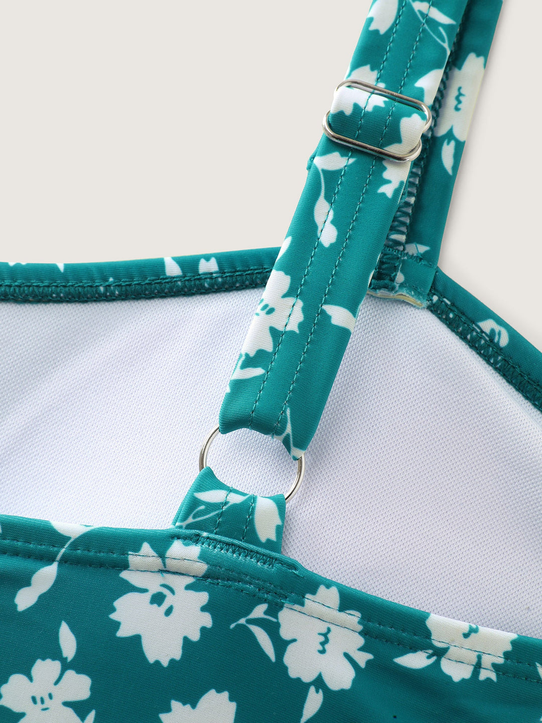 Cylara™ – Ditsy Floral Ruched Empire Waist Swim Dress